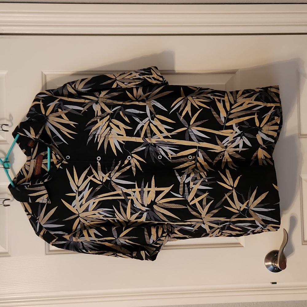 Tori Richard Hawaiian Bamboo Print Button Down Dress Silk Shirt - Size L